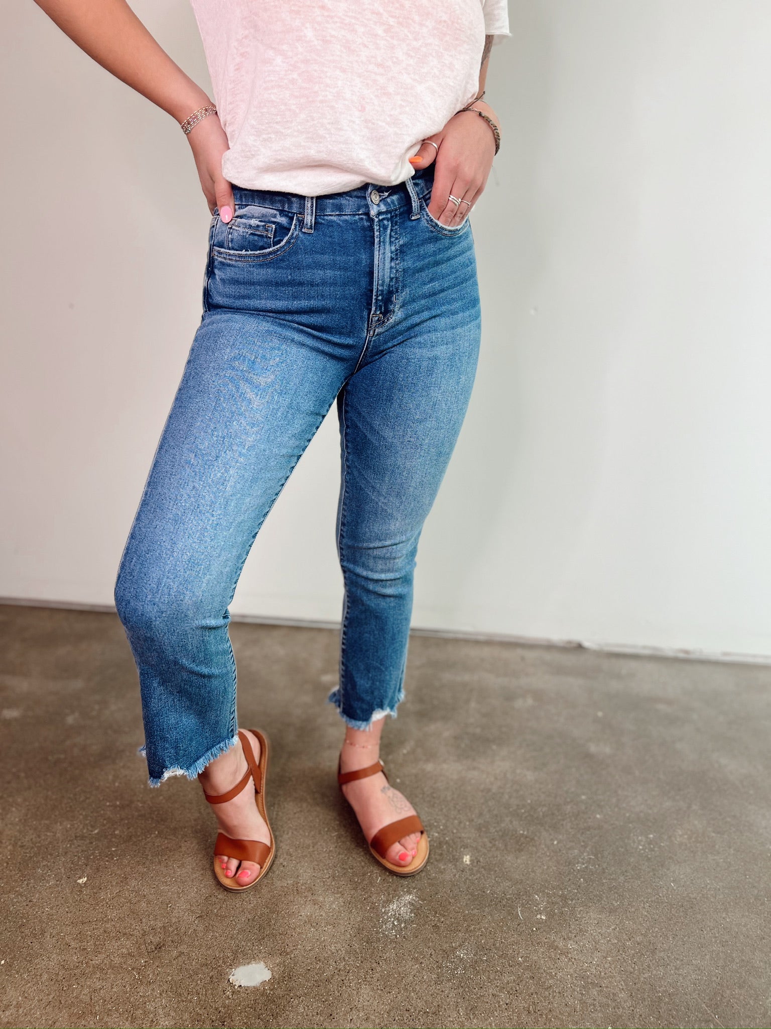 Emily High Rise Crop Flare Jeans