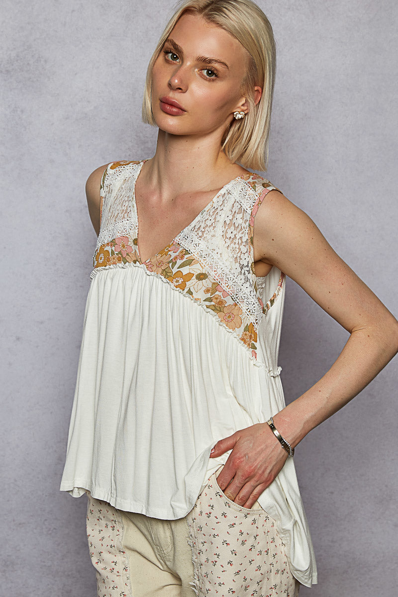 Macy Floral Top Off White