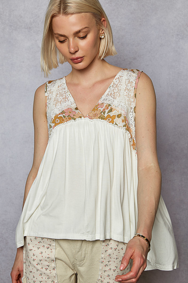 Macy Floral Top Off White