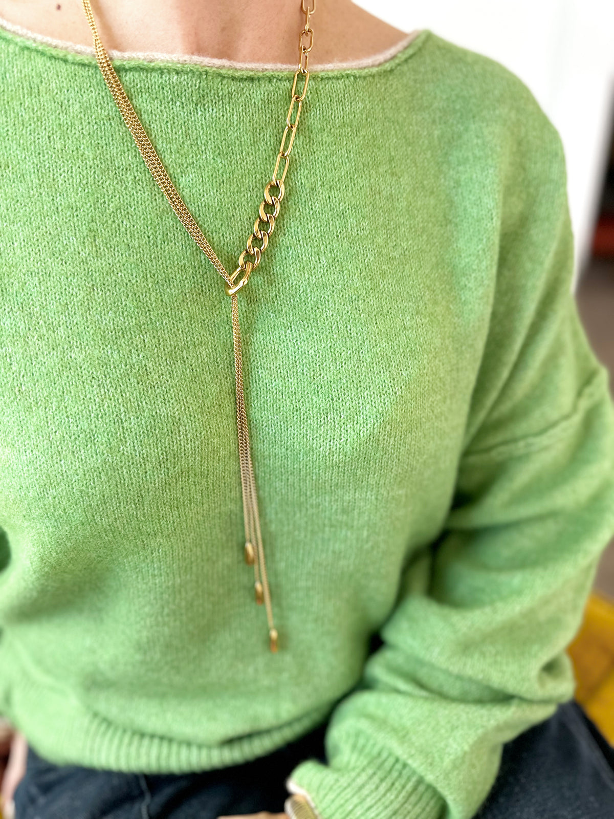 Cassie Cashmere Touch Oversized Sweater Apple Green