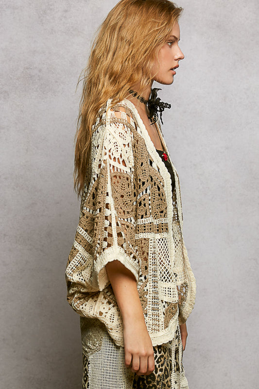 Courtney Crochet Cardigan Mocha Multi