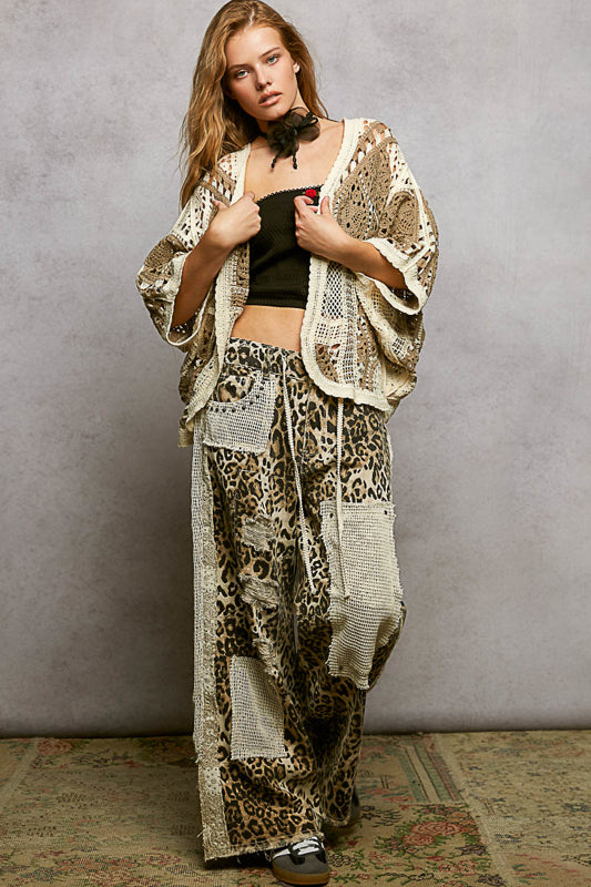 Courtney Crochet Cardigan Mocha Multi