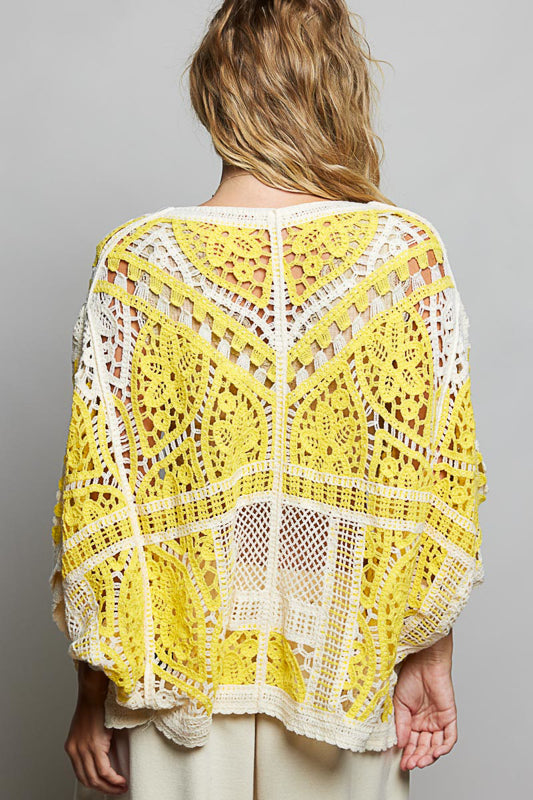 Courtney Crochet Cardigan Yellow Multi