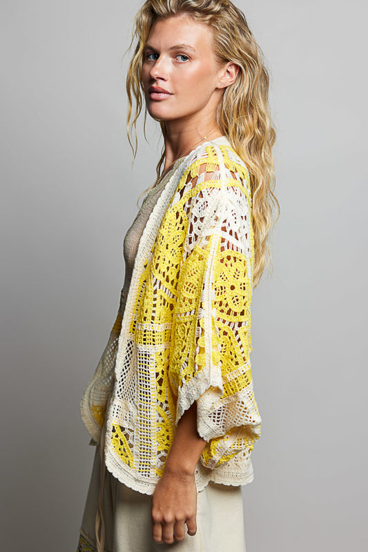 Courtney Crochet Cardigan Yellow Multi