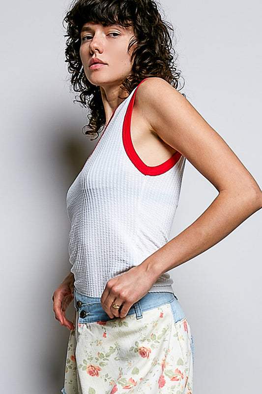 Monica V-neck Tank Top Off White