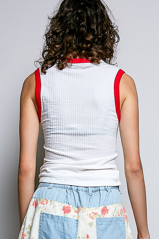 Monica V-neck Tank Top Off White