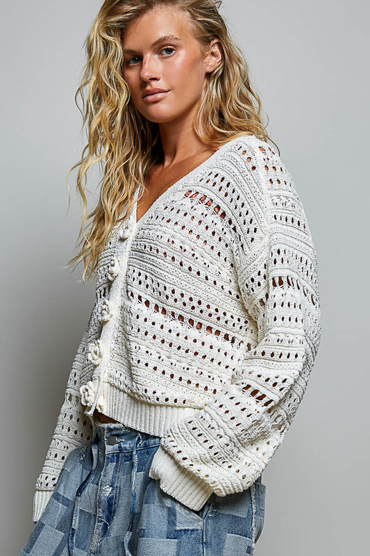 Jensen Open Knit Sweater Cardigan