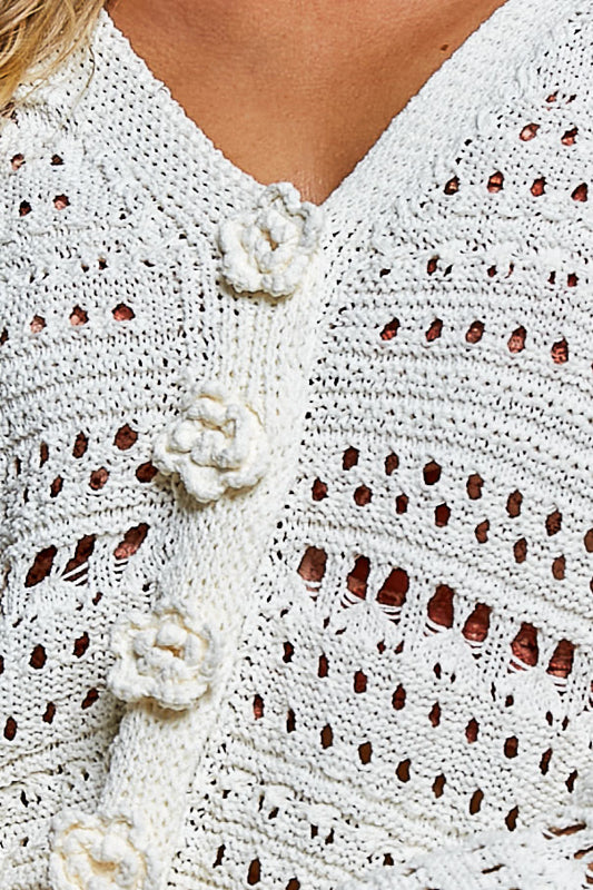 Jensen Open Knit Sweater Cardigan