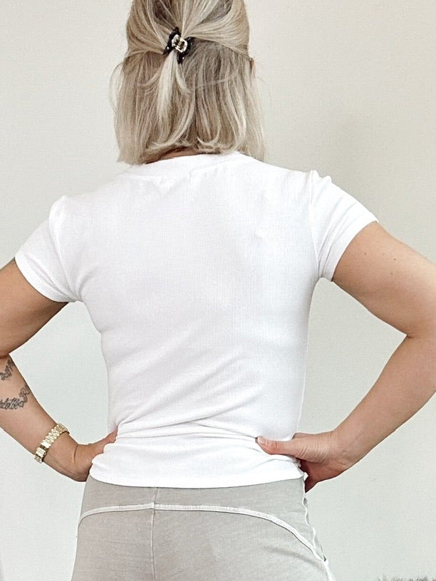 Dina Ribbed Top Off White