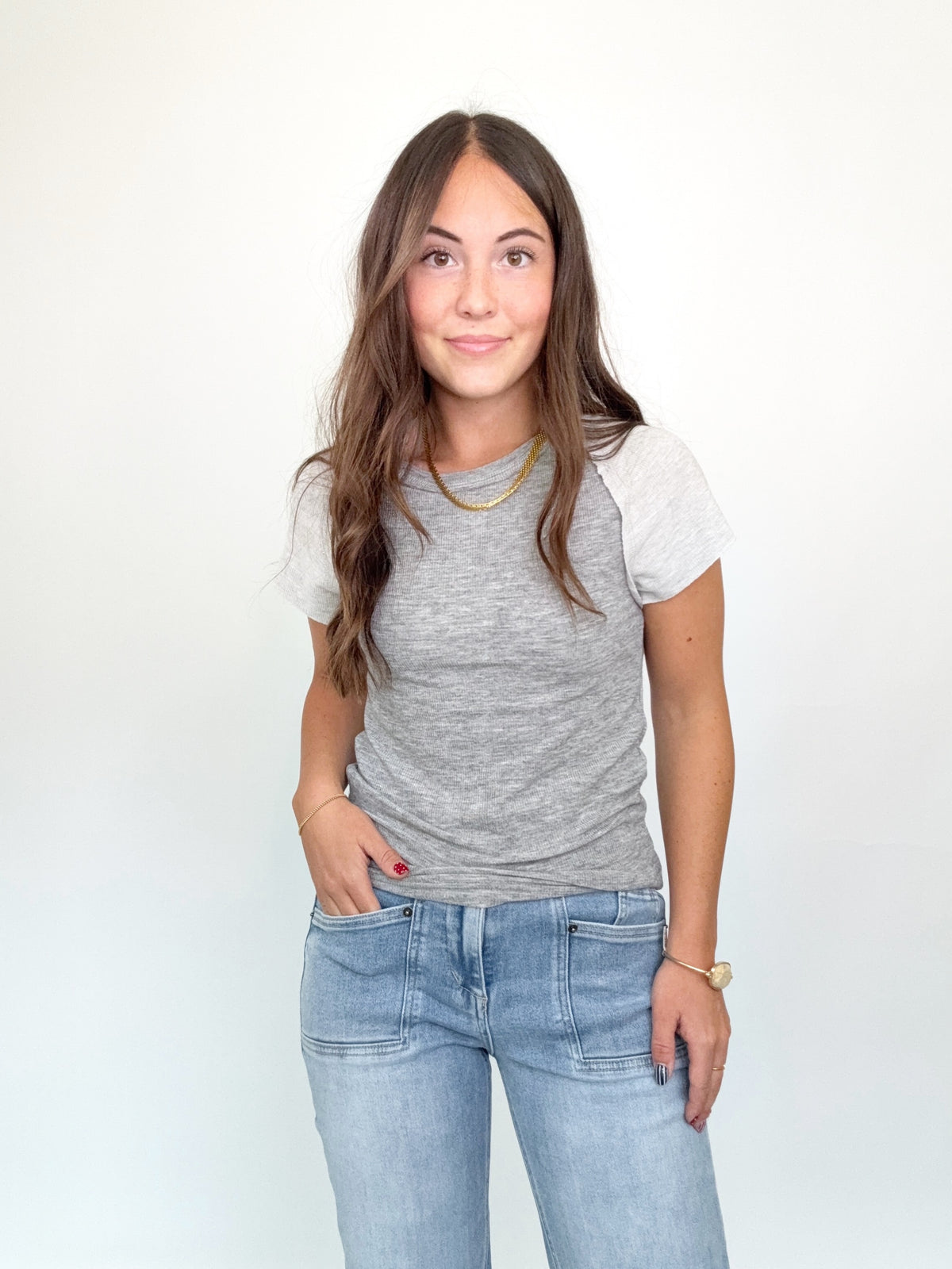 Alexia Ribbed Top Charcoal/Grey