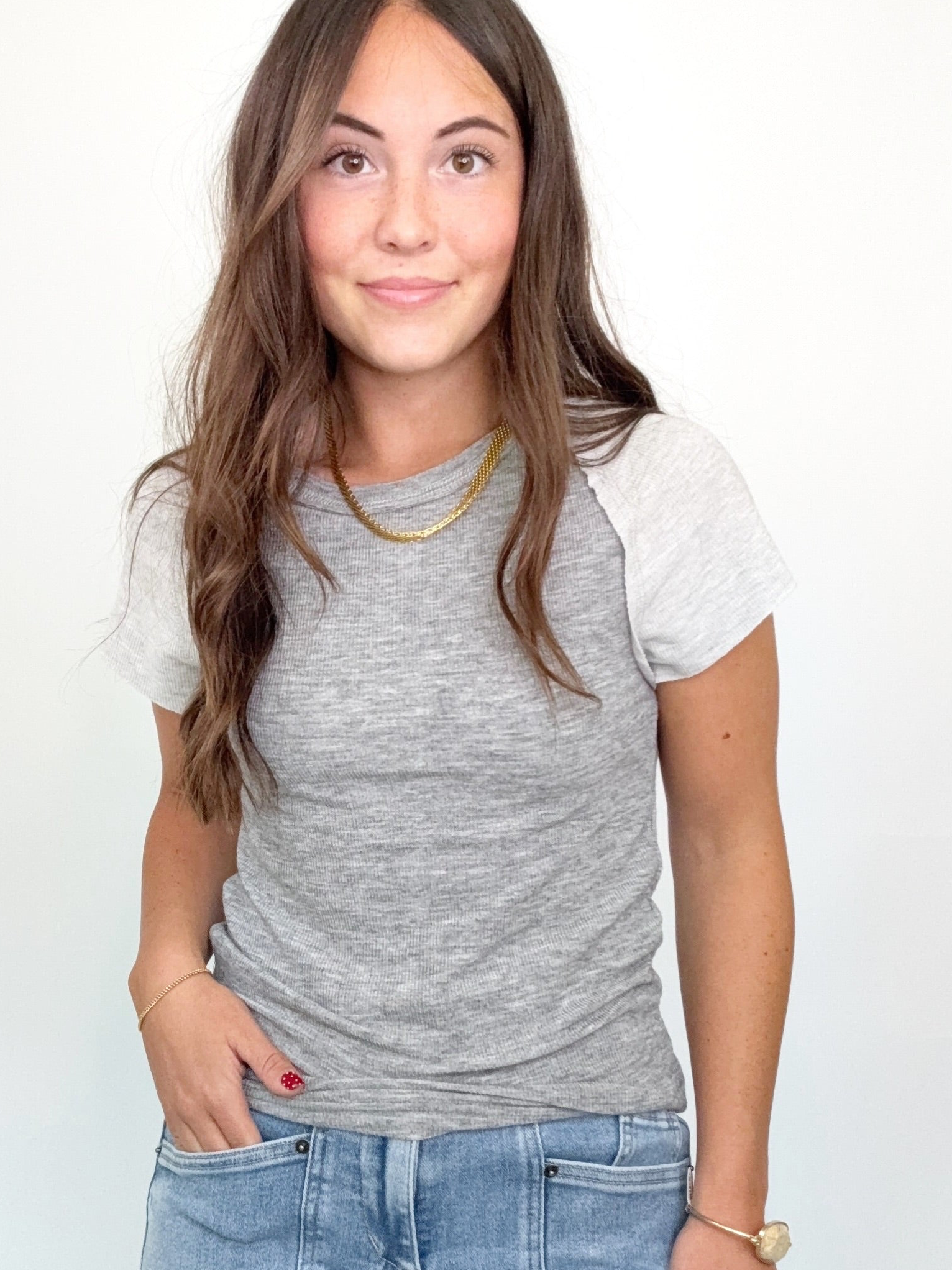 Alexia Ribbed Top Charcoal/Grey