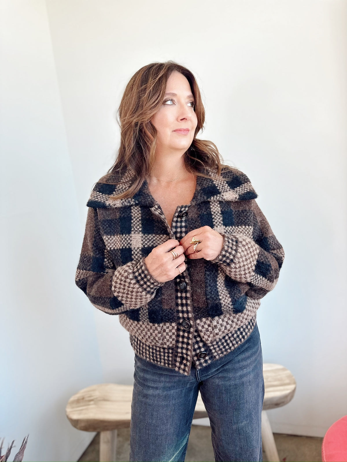 Ivy Plaid Button Down Cardigan