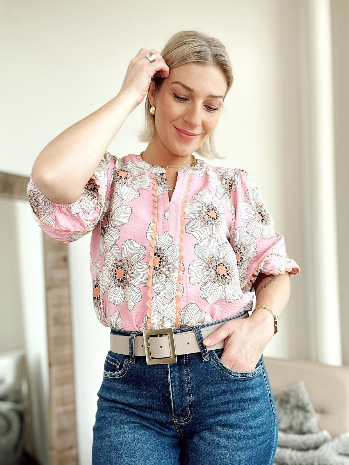 Carmella Floral Blouse Peony Pink Multi