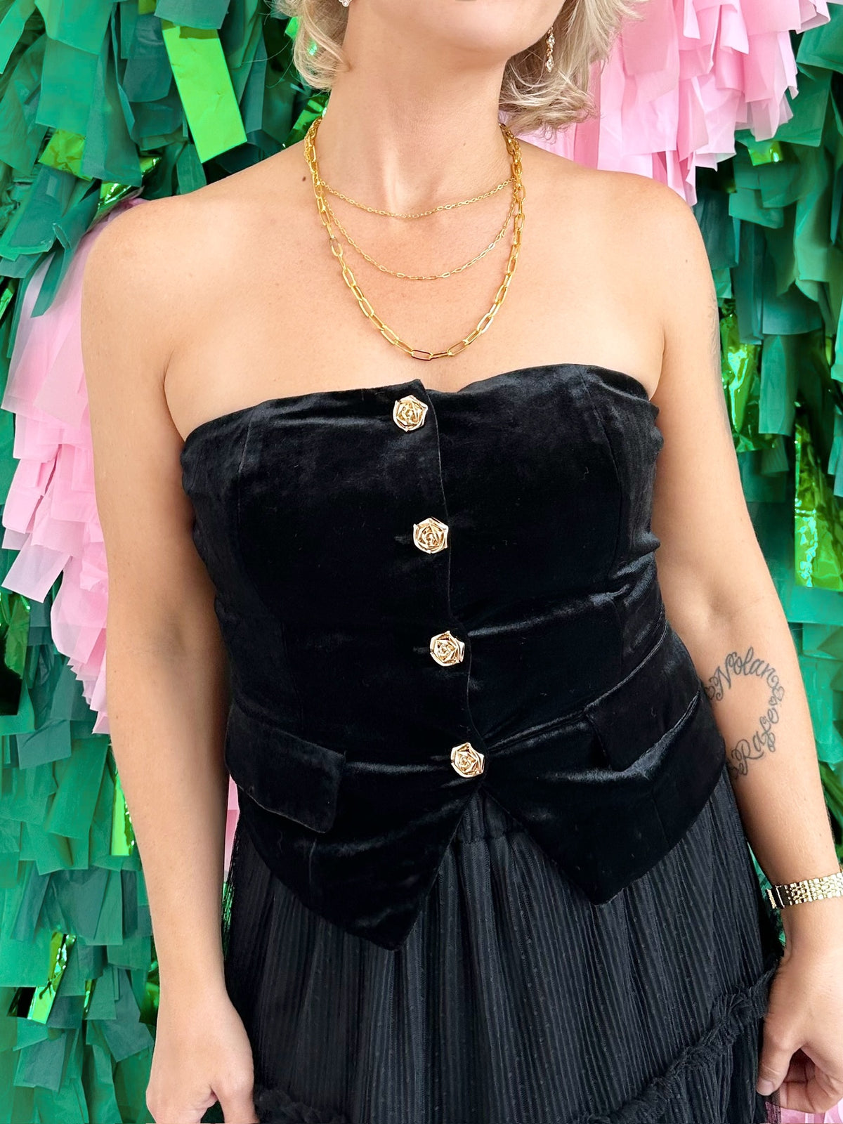 Noel Velvet Tube Top Black