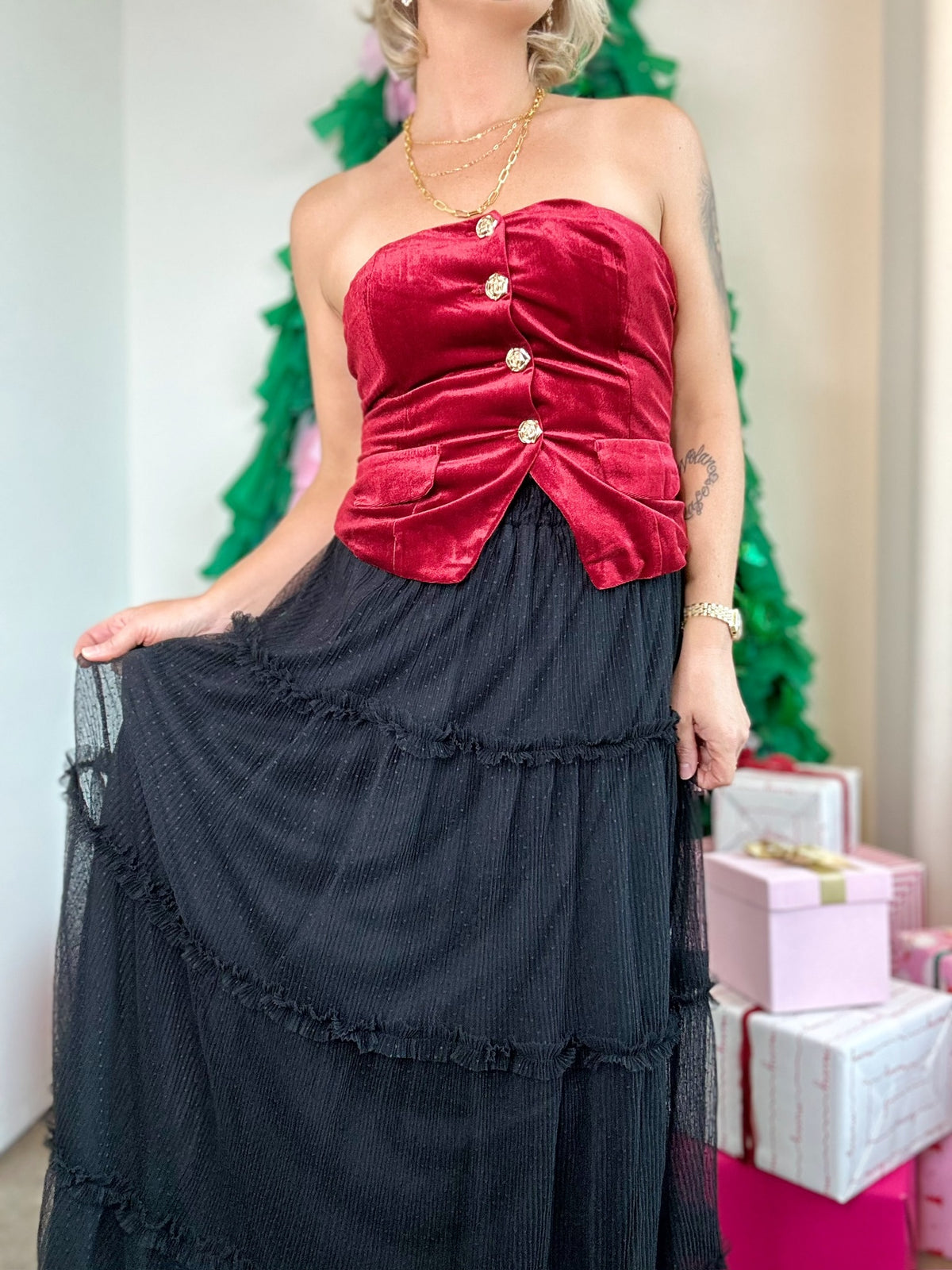 Charlotte Polkadot Tulle Midi Skirt