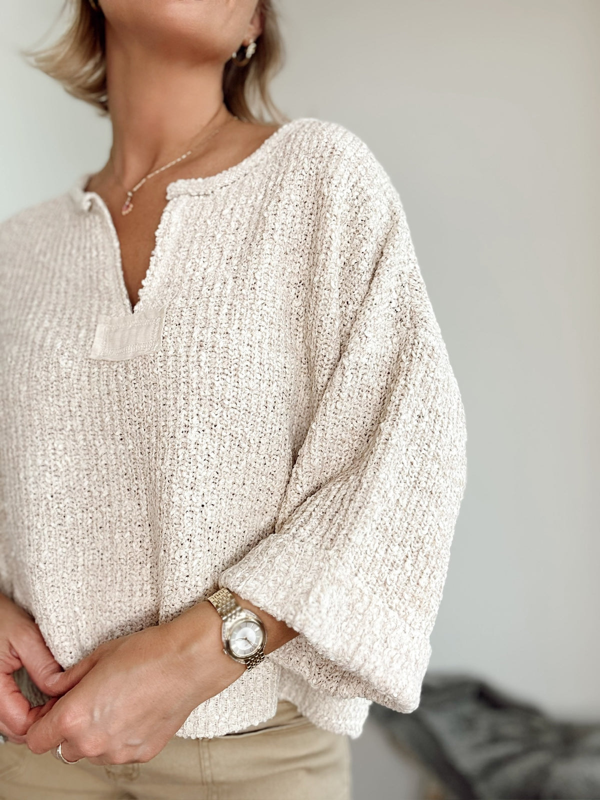 Clara Cropped Sweater Oatmeal