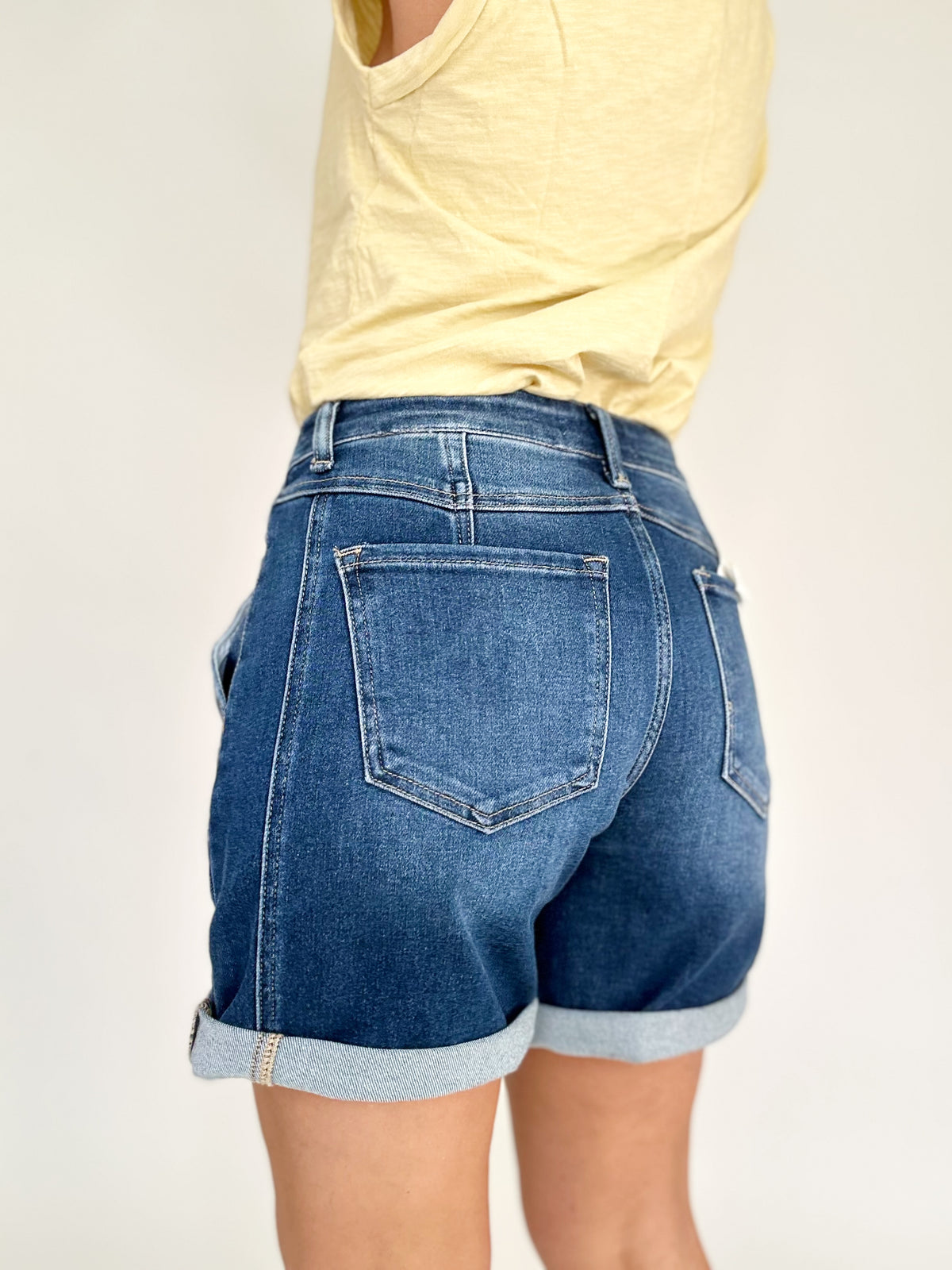 Eileen High Rise Seamed Roll Up Shorts