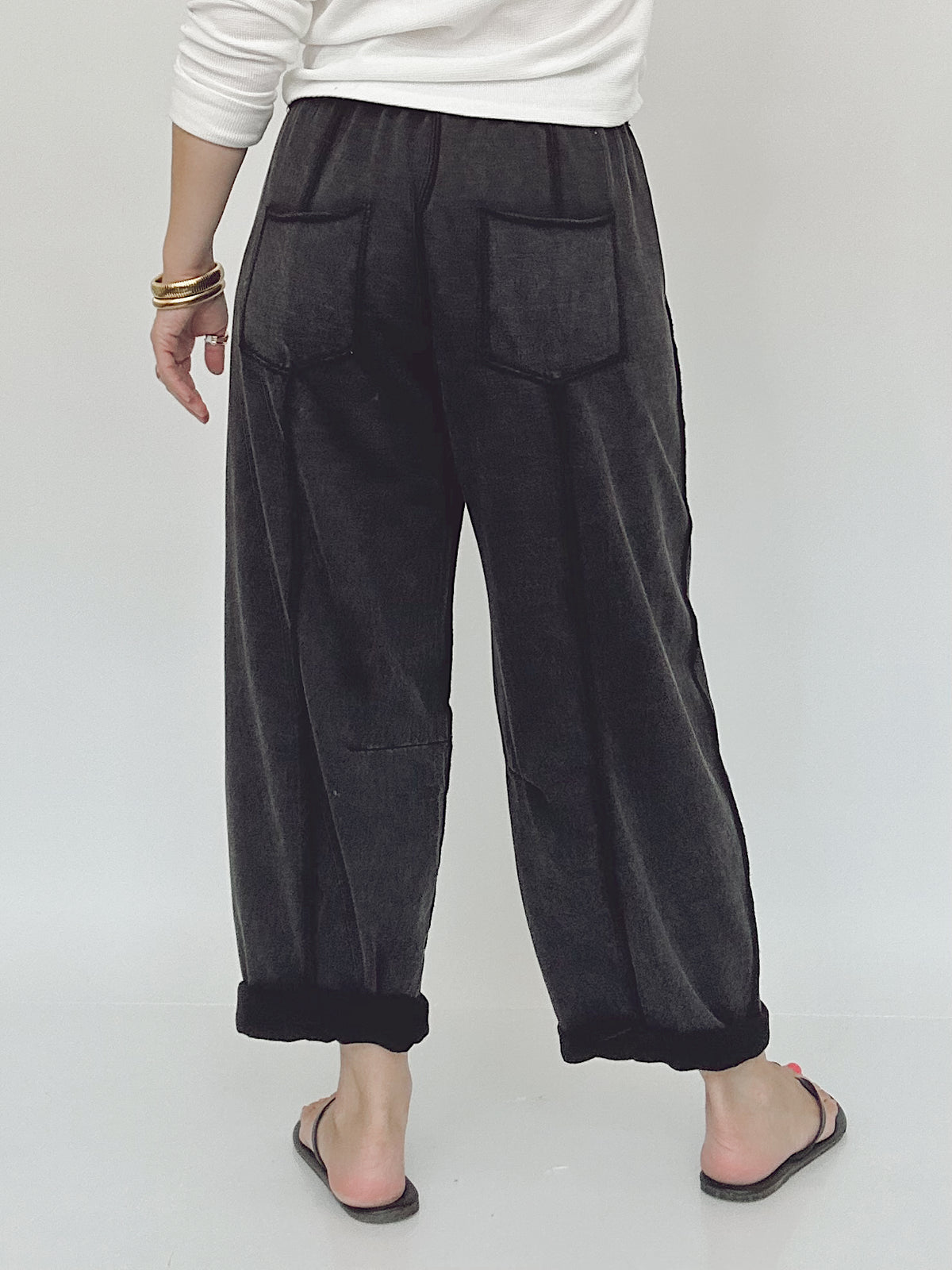 Heidi Barrel Fit Utility Knit Pants Black