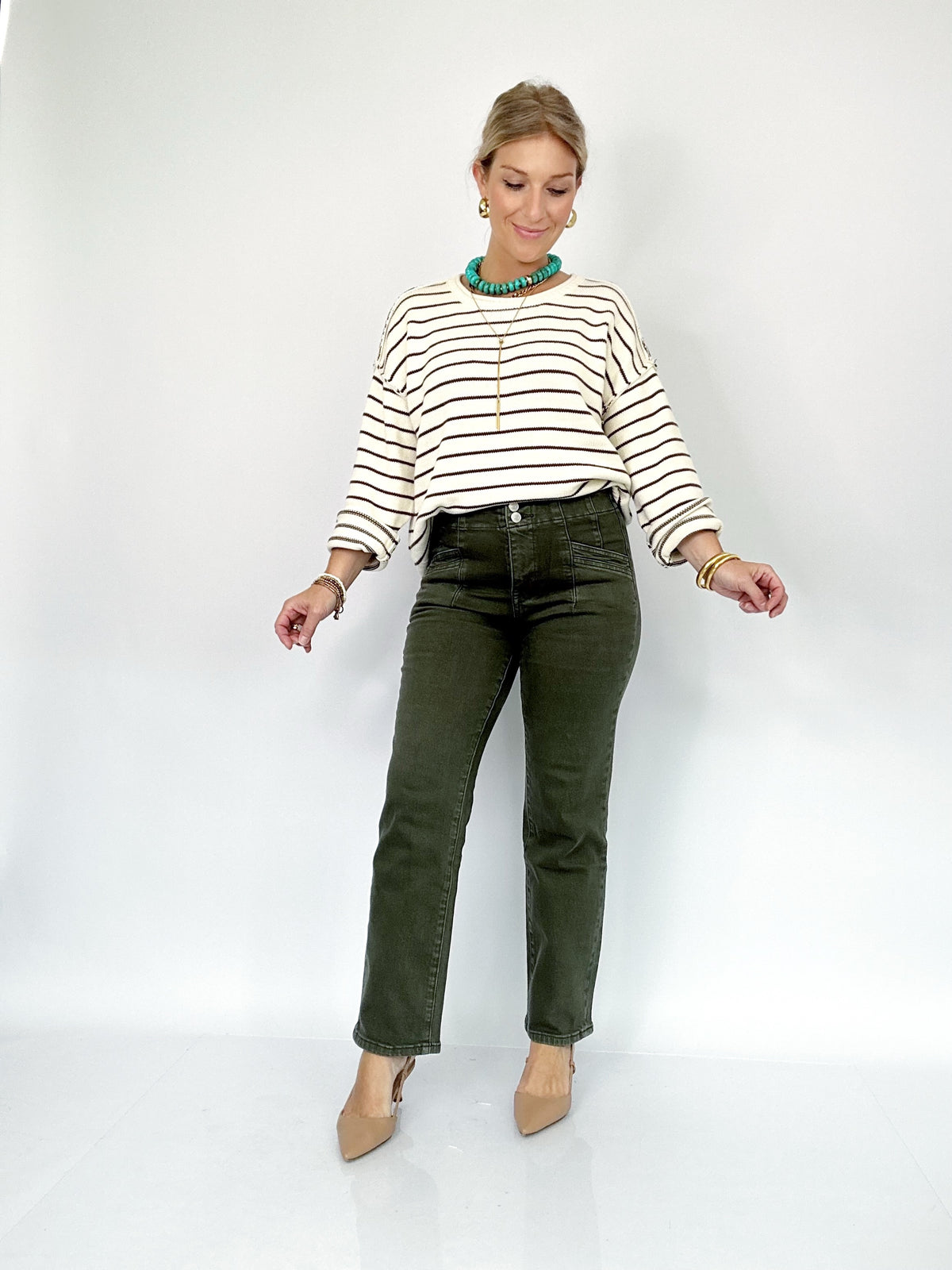 Mandy Mid-rise Straight Jeans Verdant Green