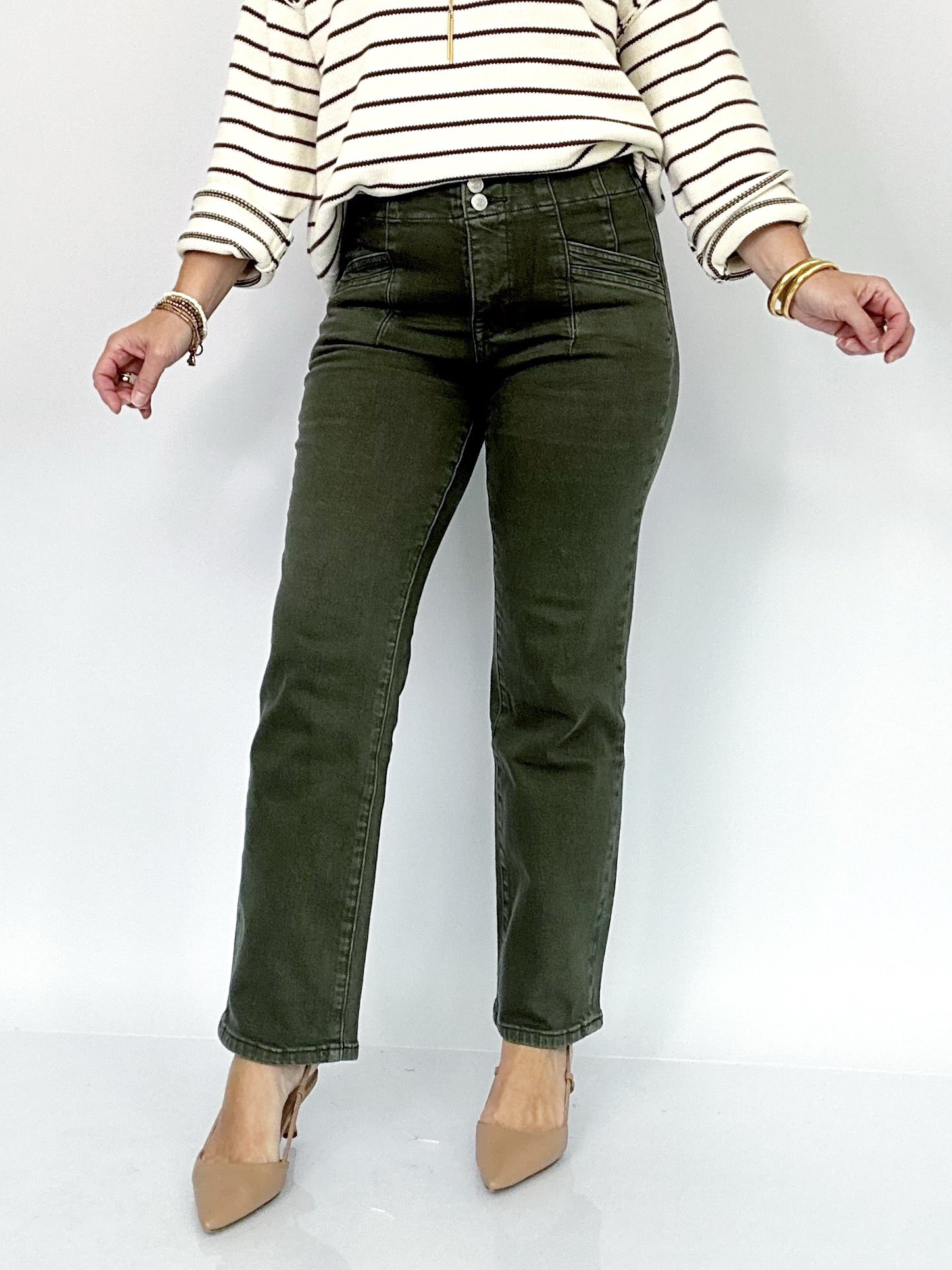 Mandy Mid-rise Straight Jeans Verdant Green