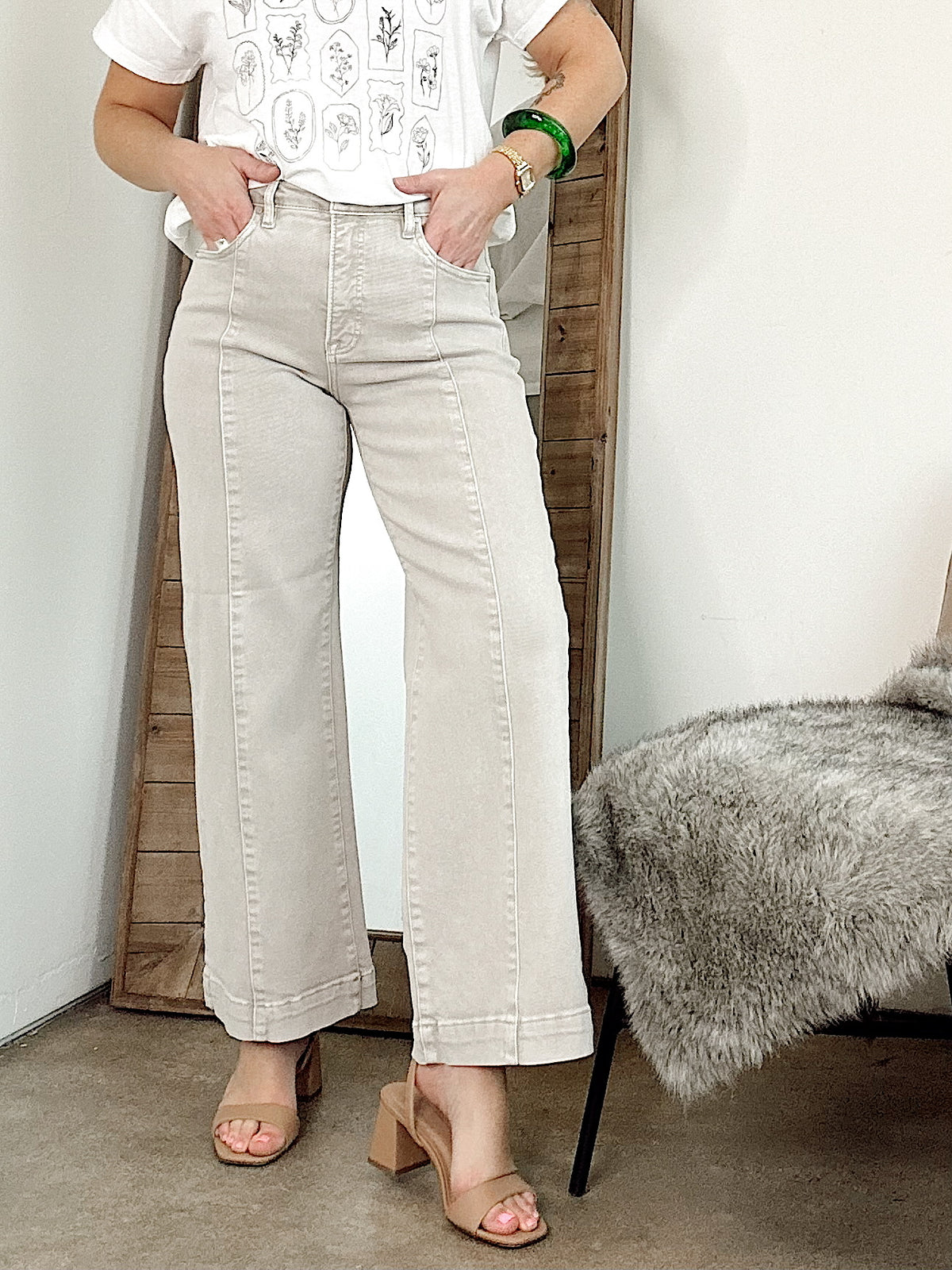 Leah High Rise Crop Wide Pants