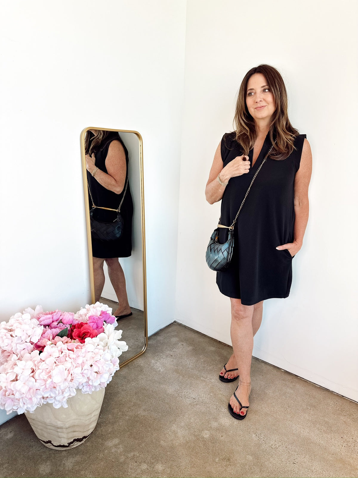 Adley Sleeveless V- Neck Mini Dress Black