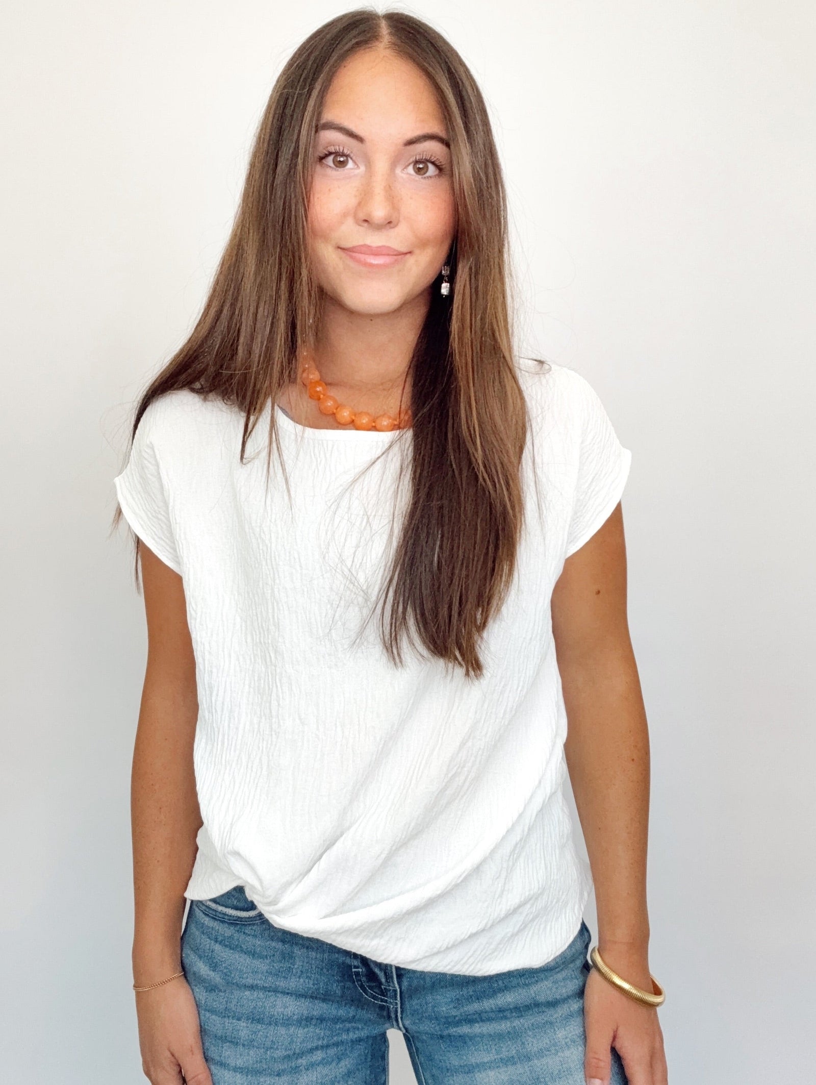 Morgan Twist Hem Top White