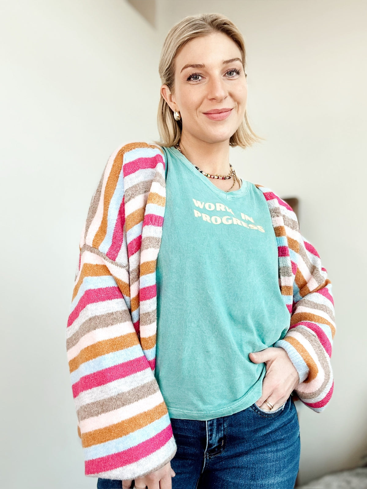 Felicia Striped Sweater Cardigan