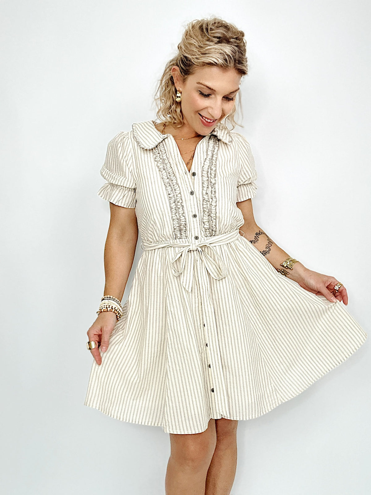 Charlotte Striped Ruffle Mini Dress