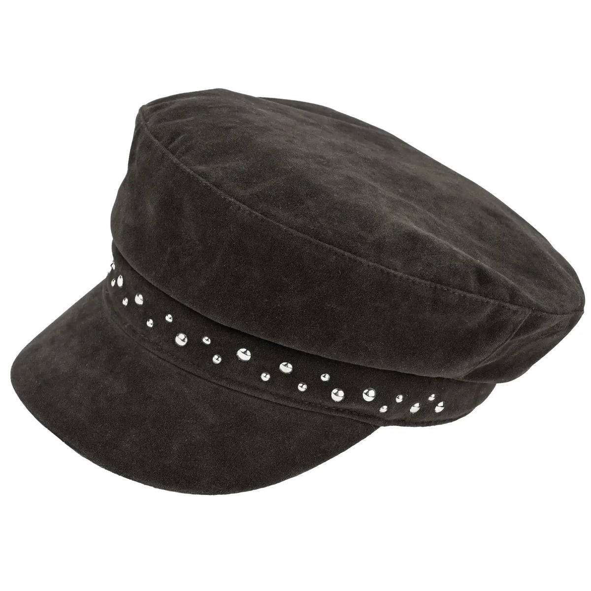 C.C faux suede embellishments fisherman cap in black.