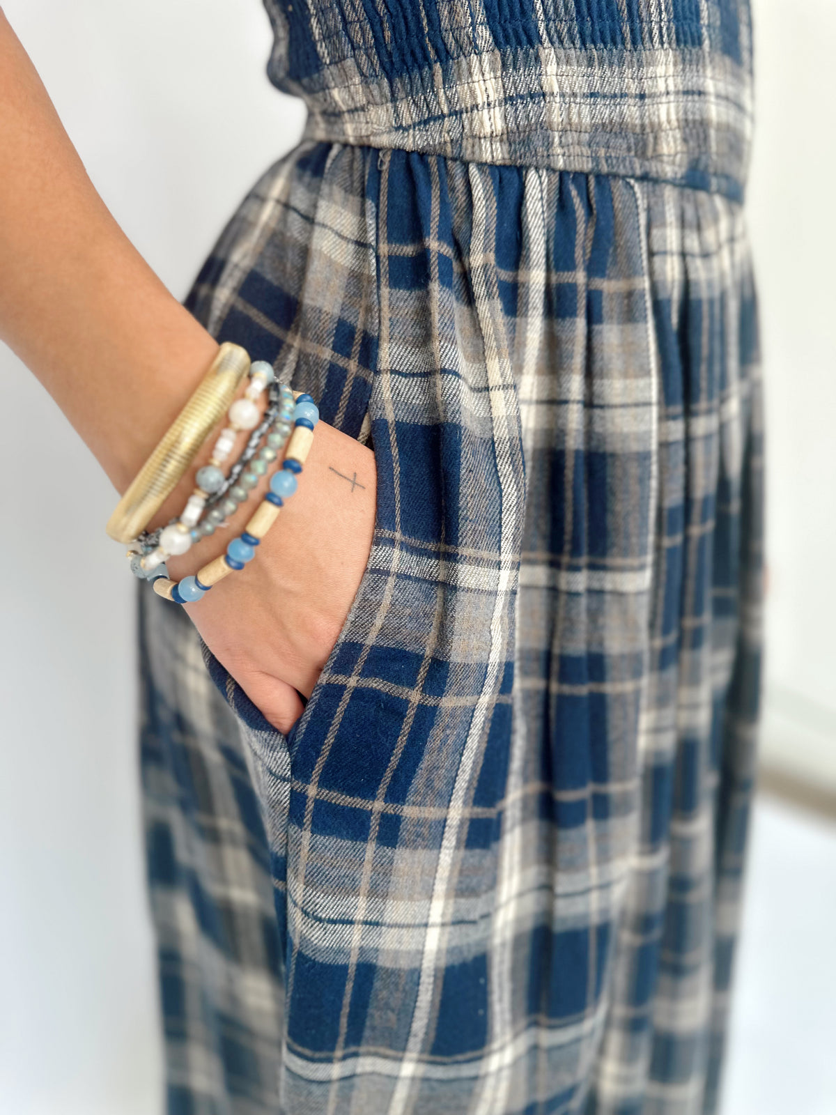 Cassie Plaid Smocked Maxi Dress