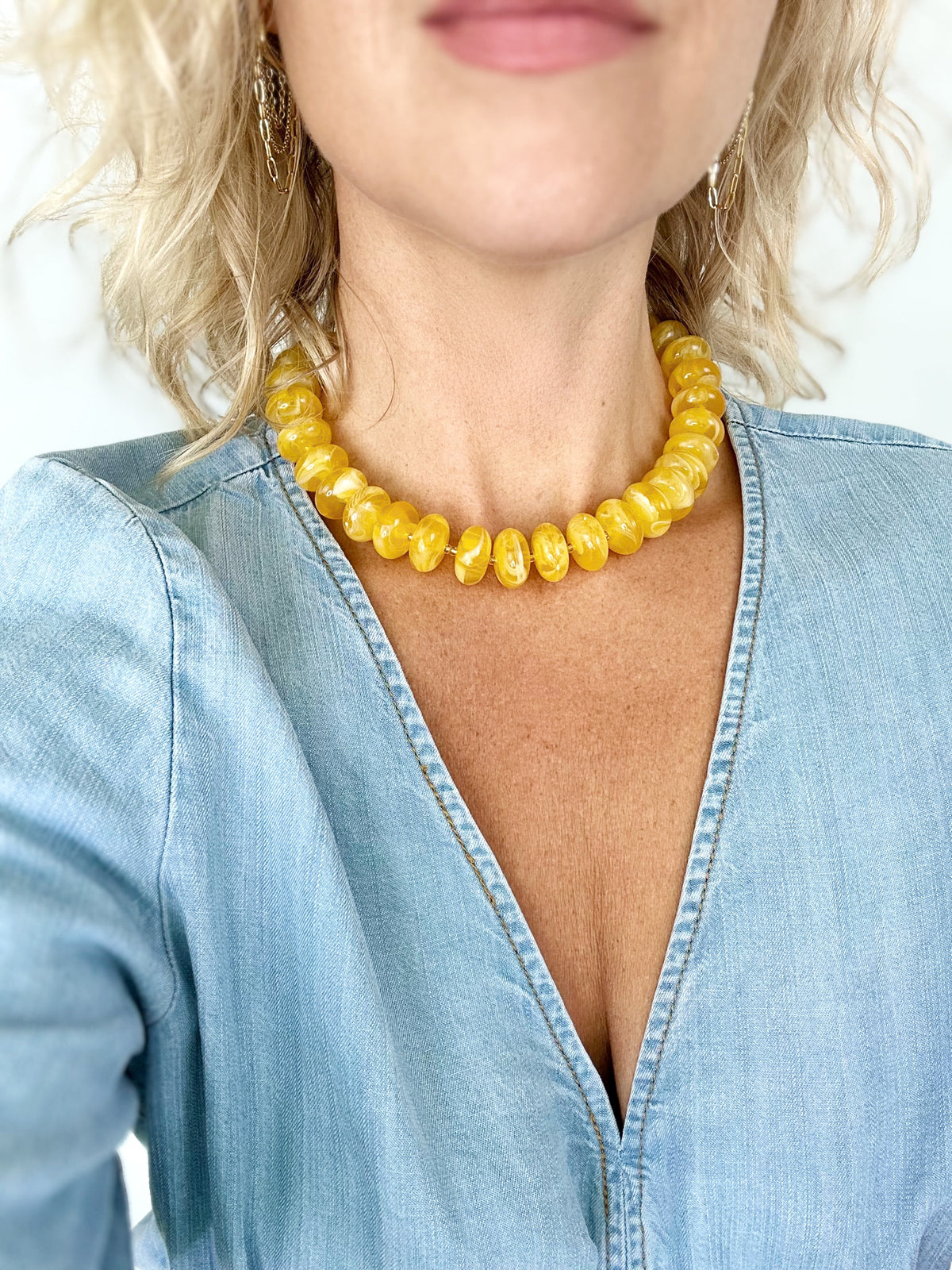 Beaded Layering Necklace Yellow