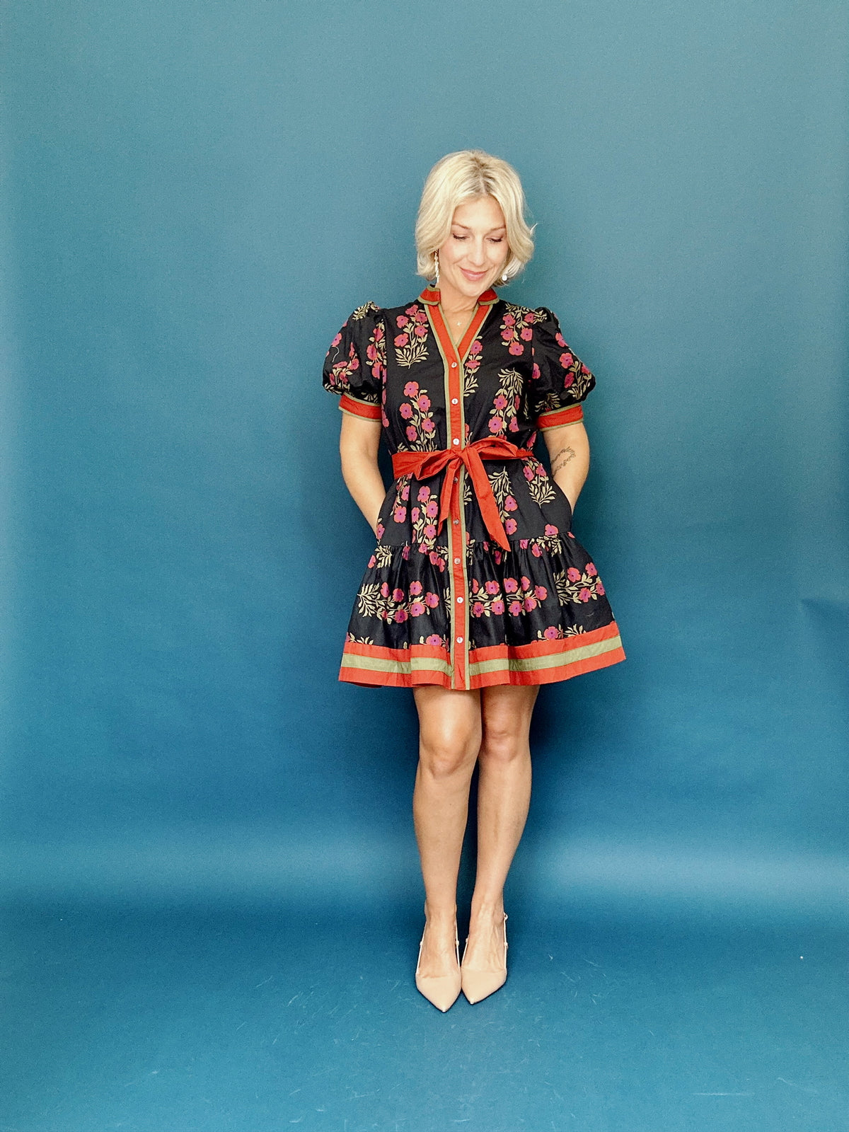 Lara  Floral Mini Dress Black