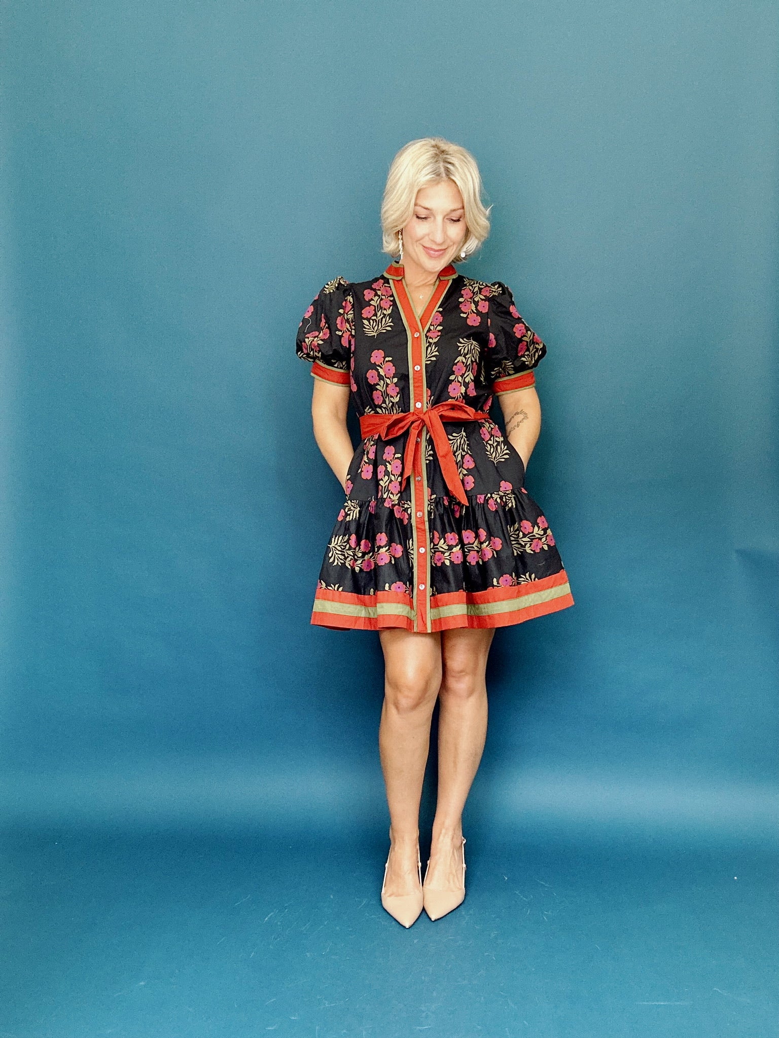 Lara  Floral Mini Dress Black