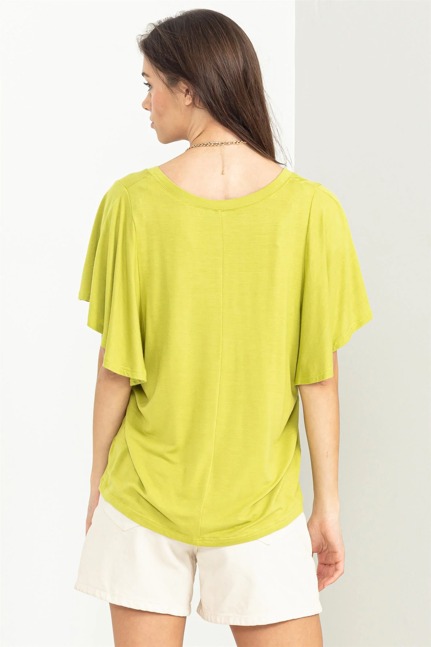 Allie Flowy Sleeve Top, Chartreuse