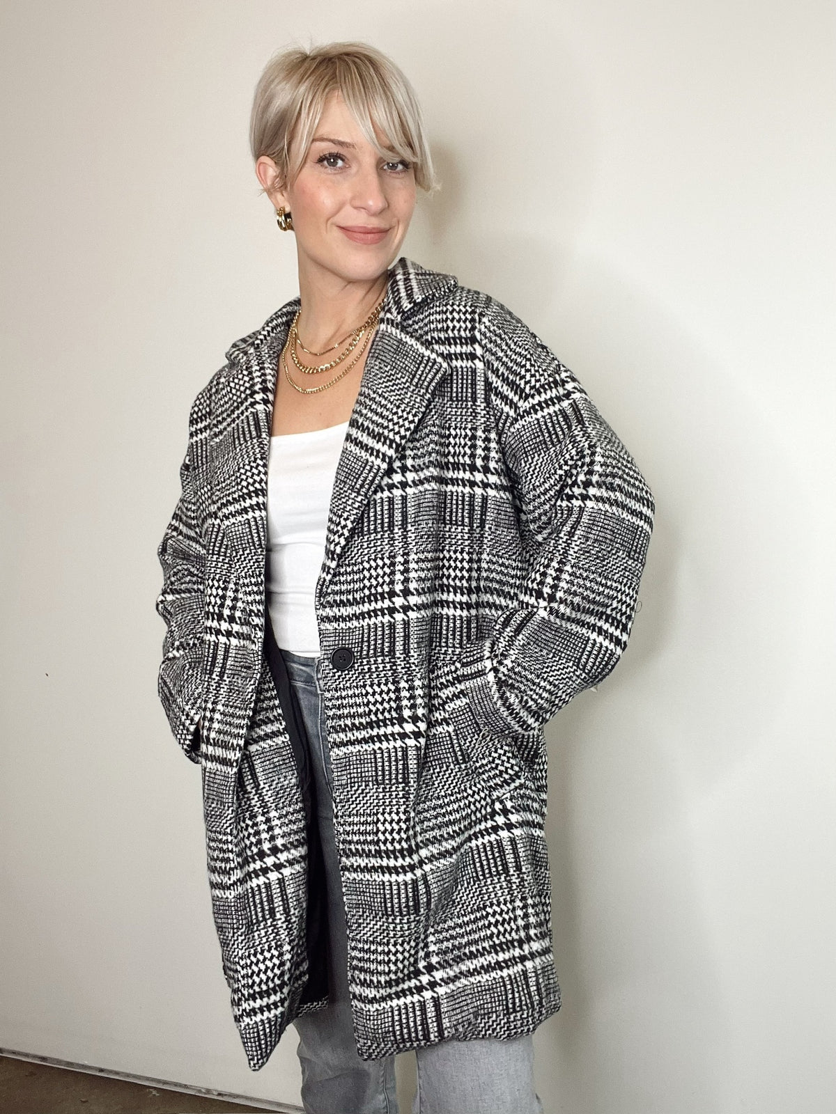 Matilda Oversized Plaid Coat Black