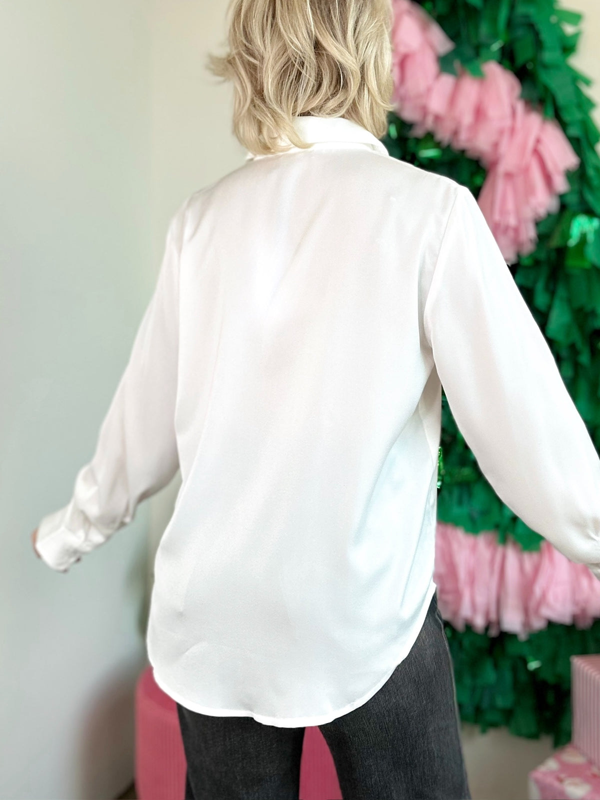 Grace Satin Blouse White