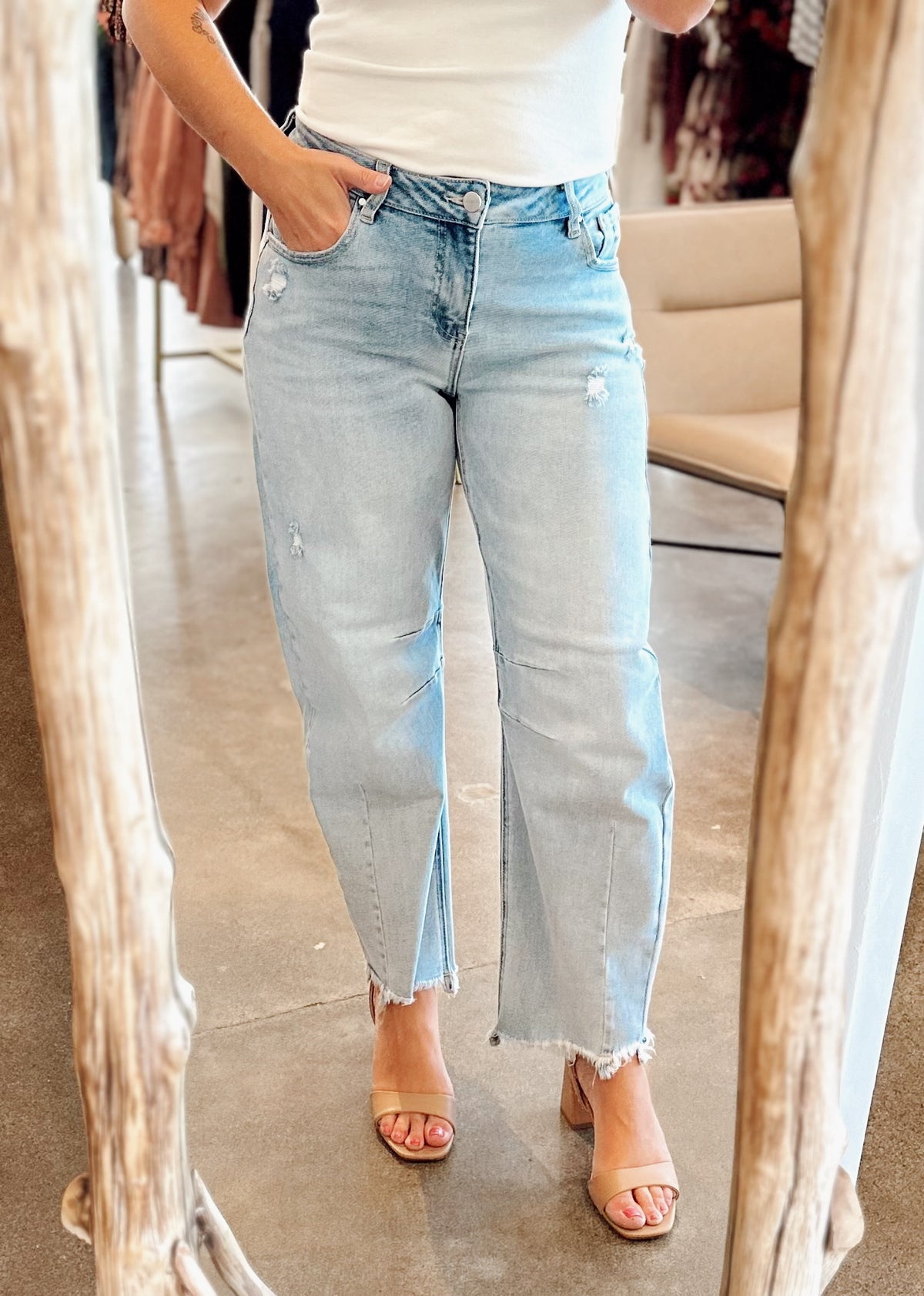Skye Mid Rise Crop Barrel Jeans