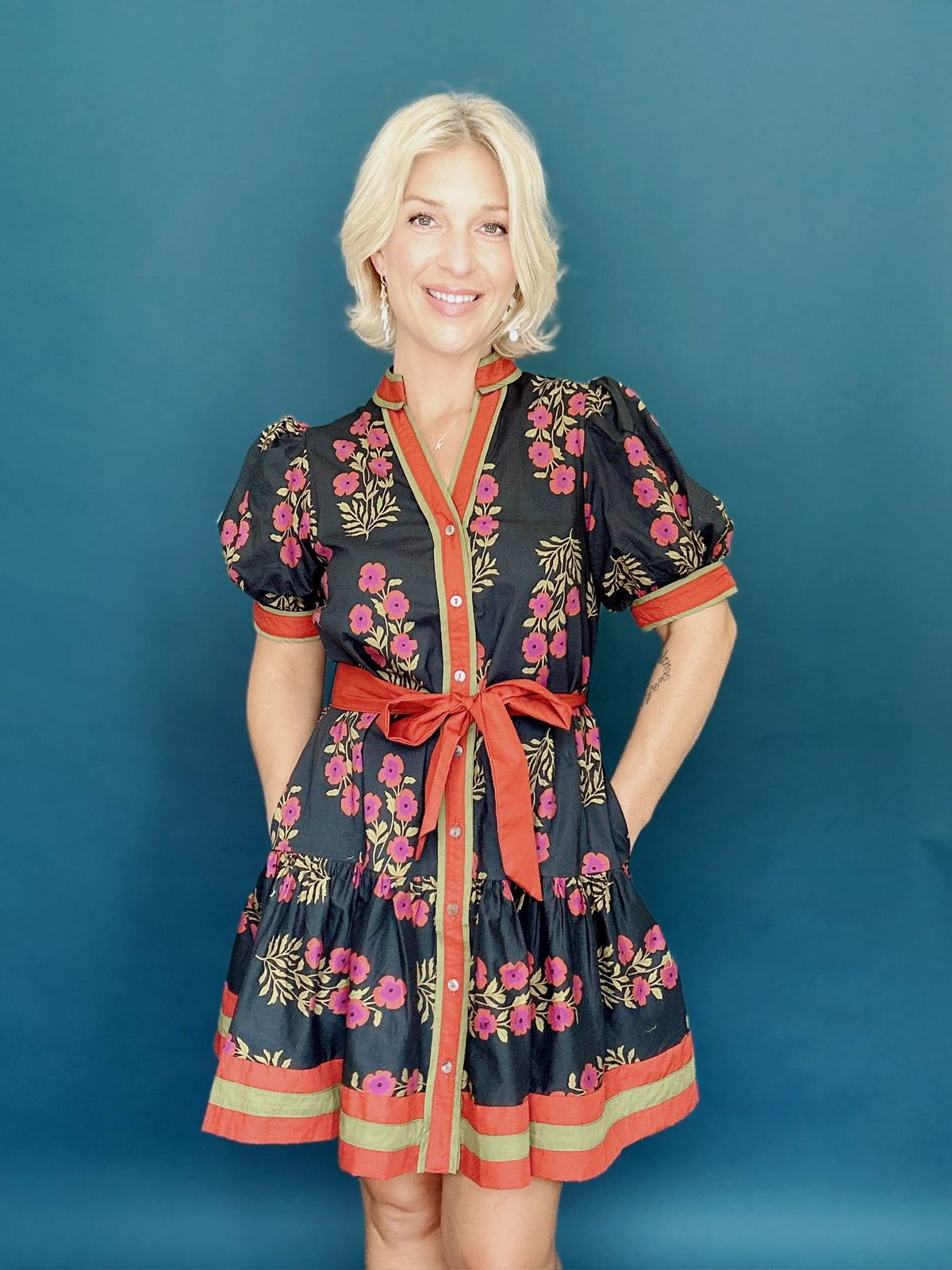 Lara  Floral Mini Dress Black