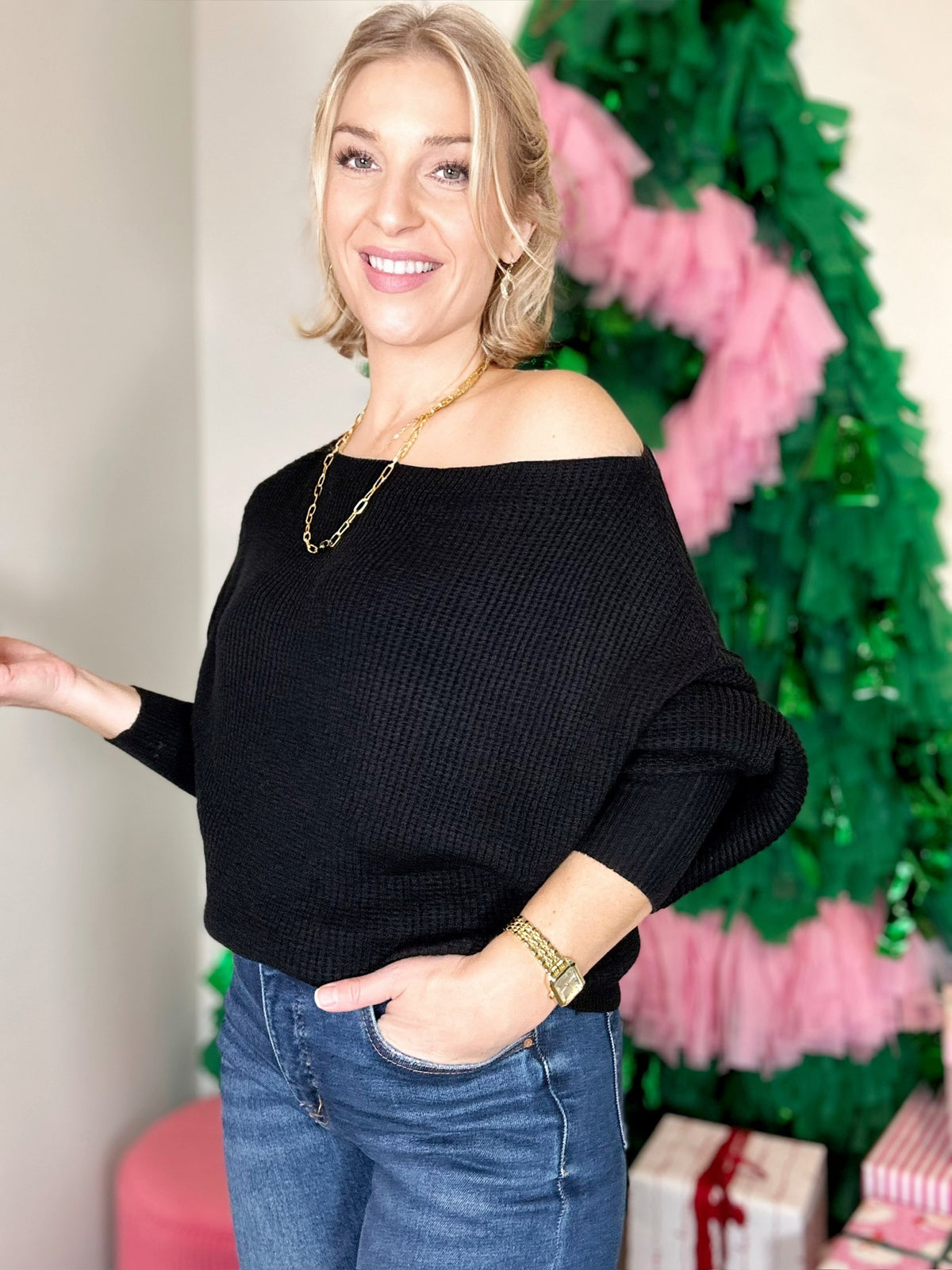 Marie Off Shoulder Top Black