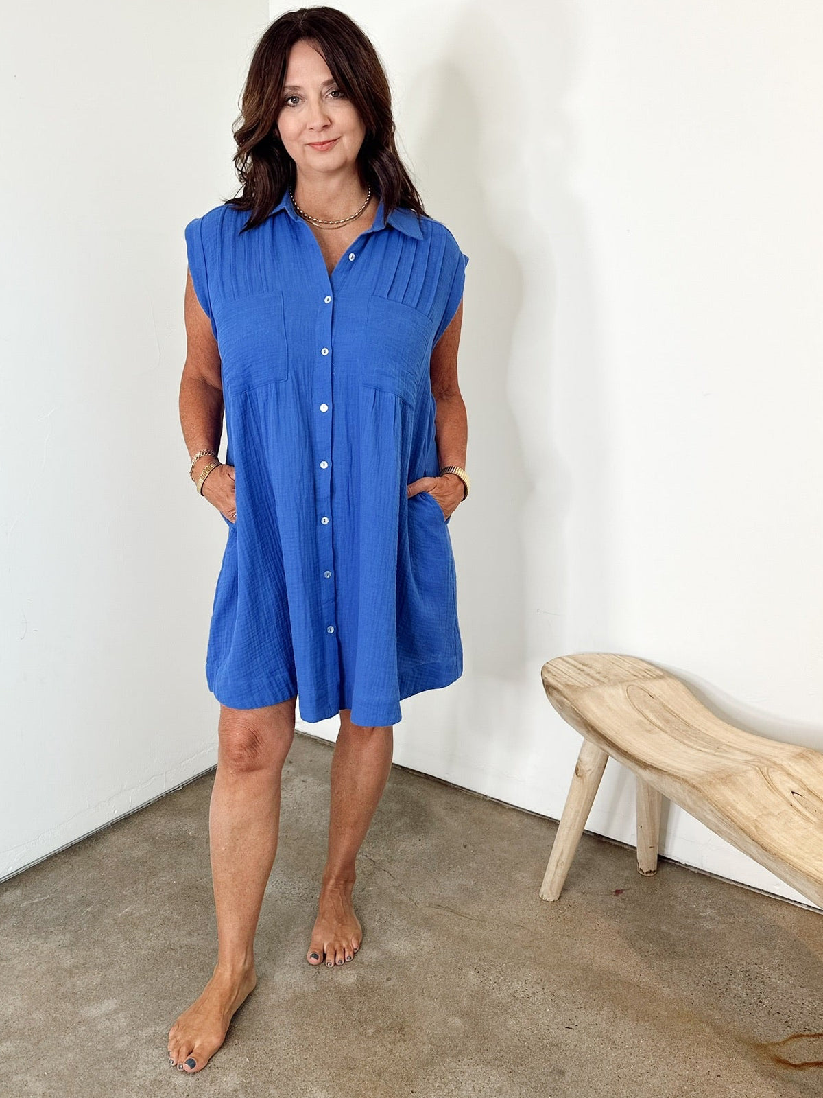 Tiffany Tunic Dress Azure Blue