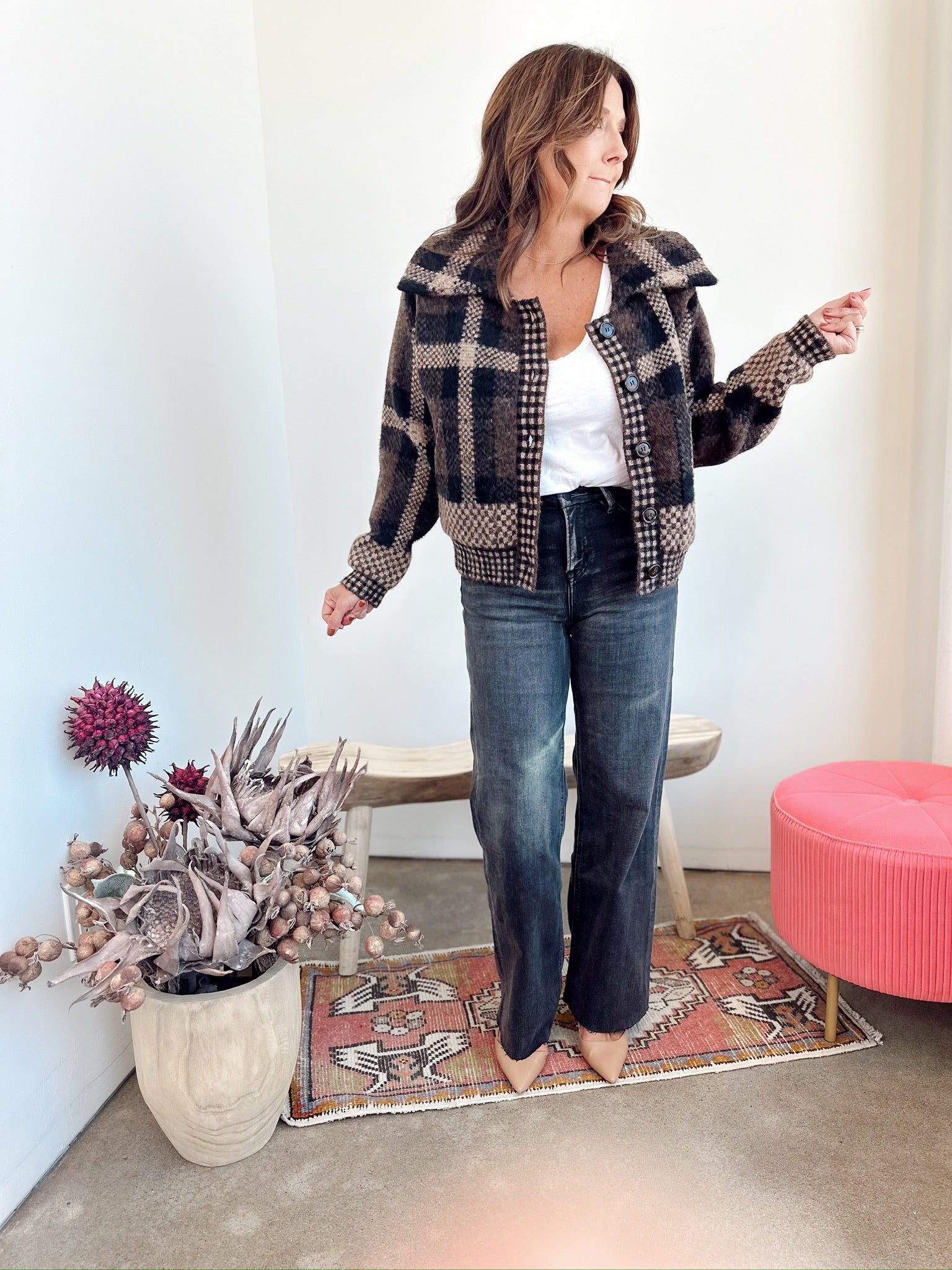 Ivy Plaid Button Down Cardigan