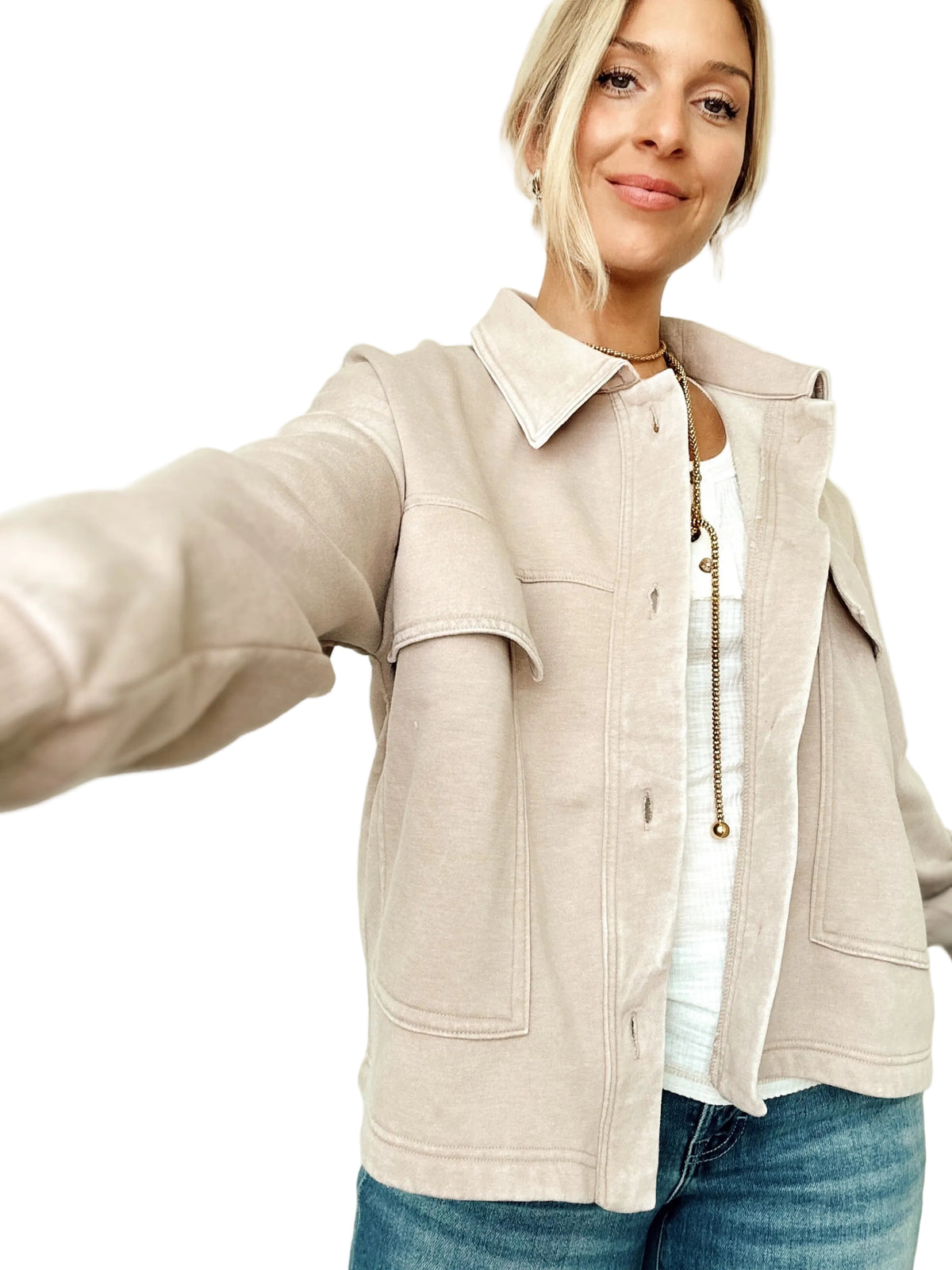 Sybil Fleece Cropped Shacket Ash Mocha