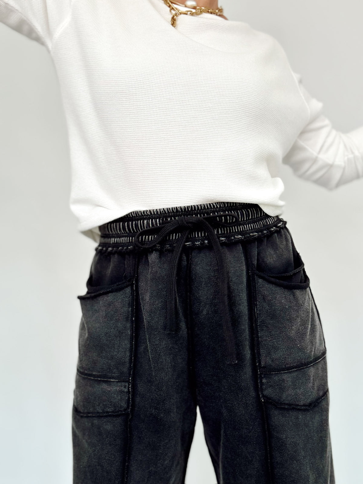 Heidi Barrel Fit Utility Knit Pants Black