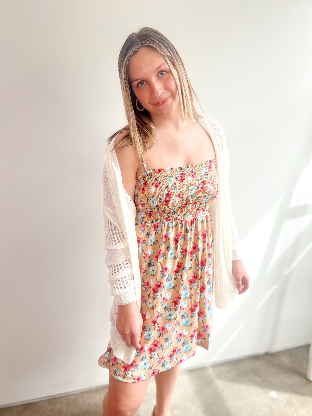 Tori Floral Mini Dress, Peach (Copy)