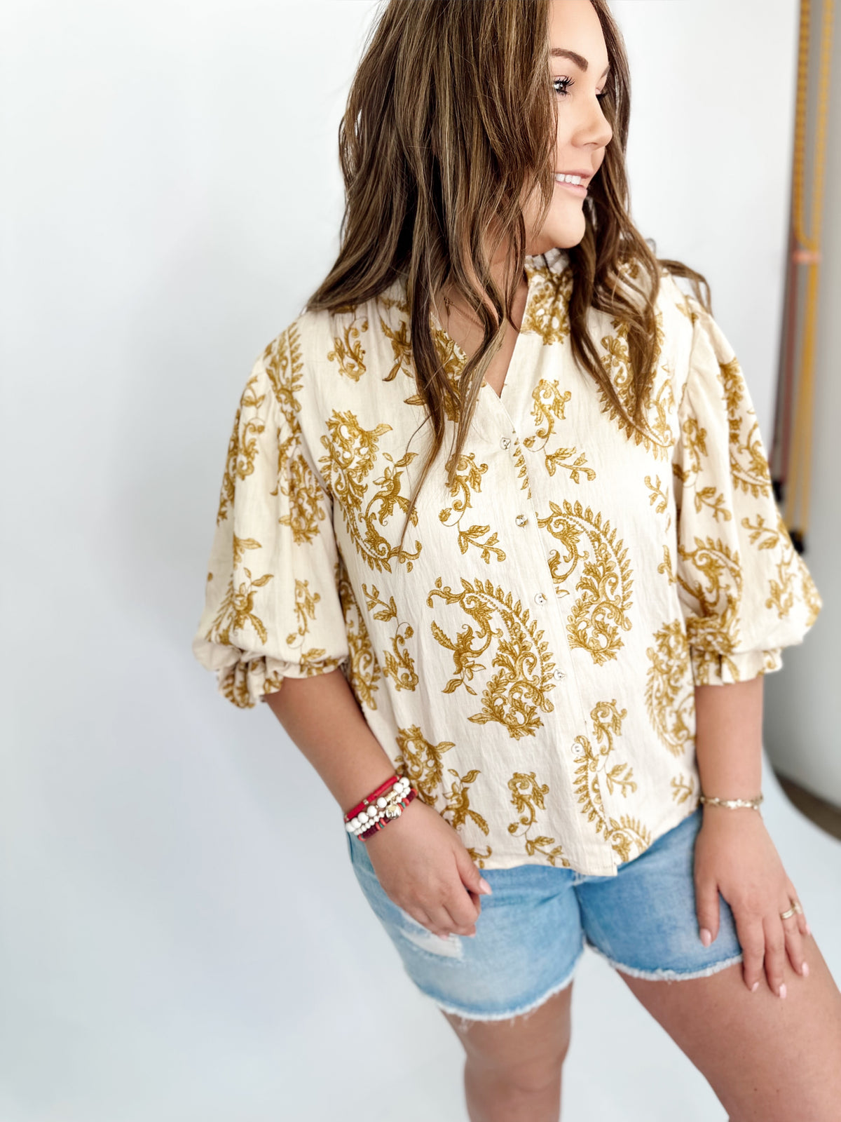 Callie Floral Balloon Sleeves Blouse
