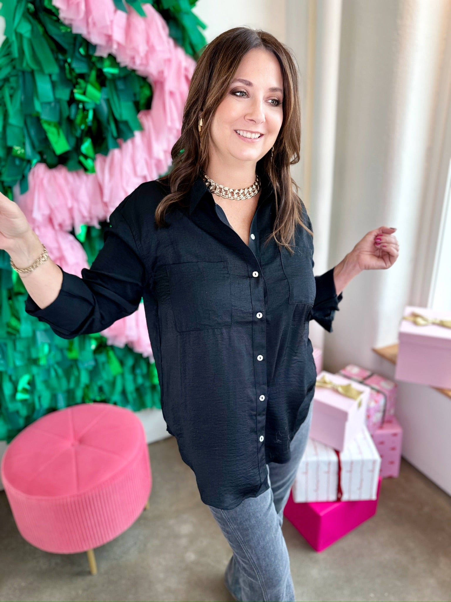 Mary Button Down Shirt Black