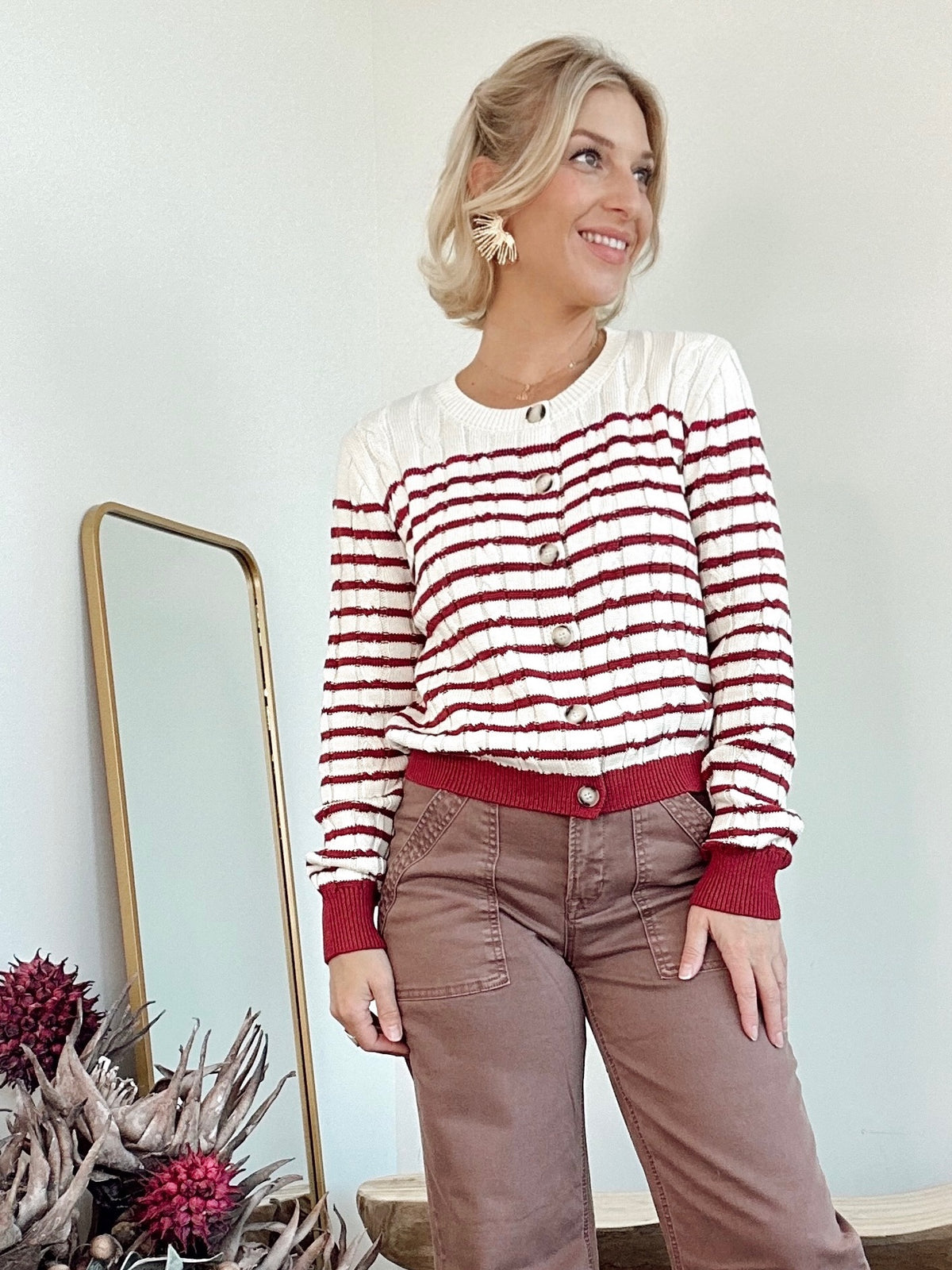 Kailey Stripe Cable Cardigan