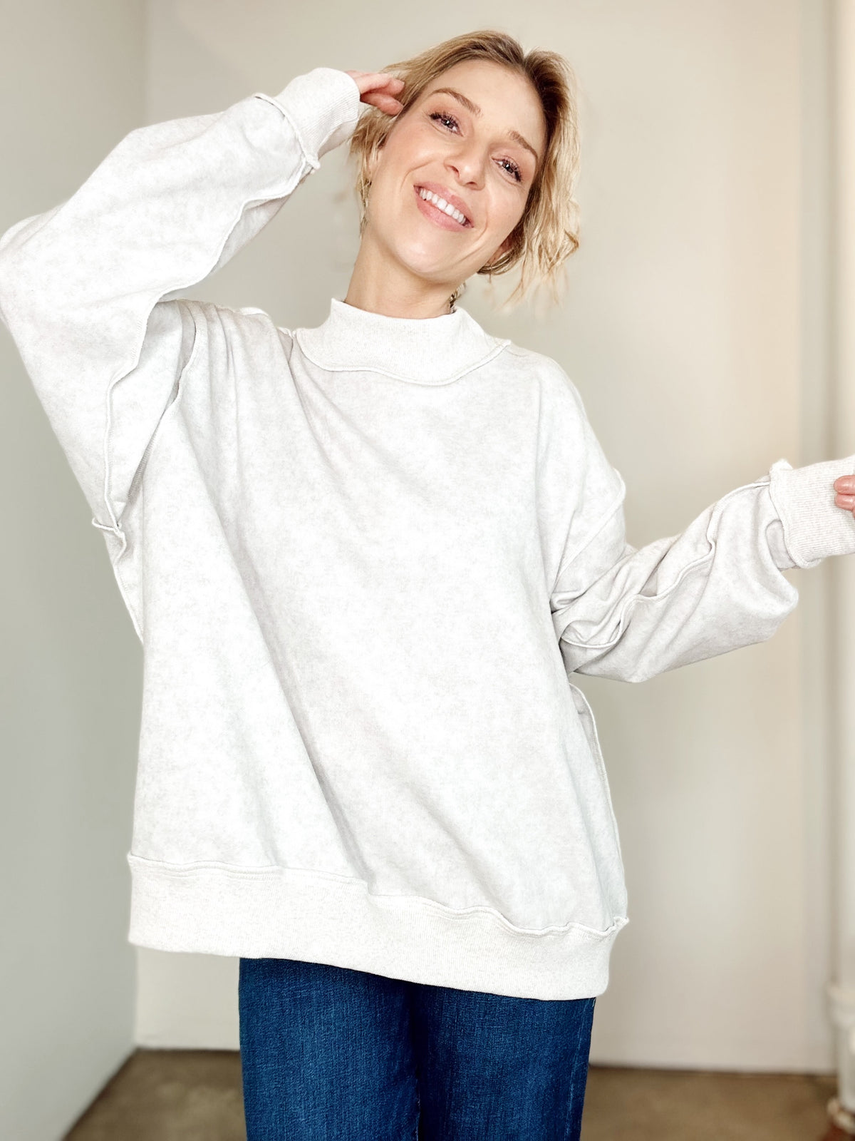 Louise Vintage Oversized Sweatshirt Ash Grey