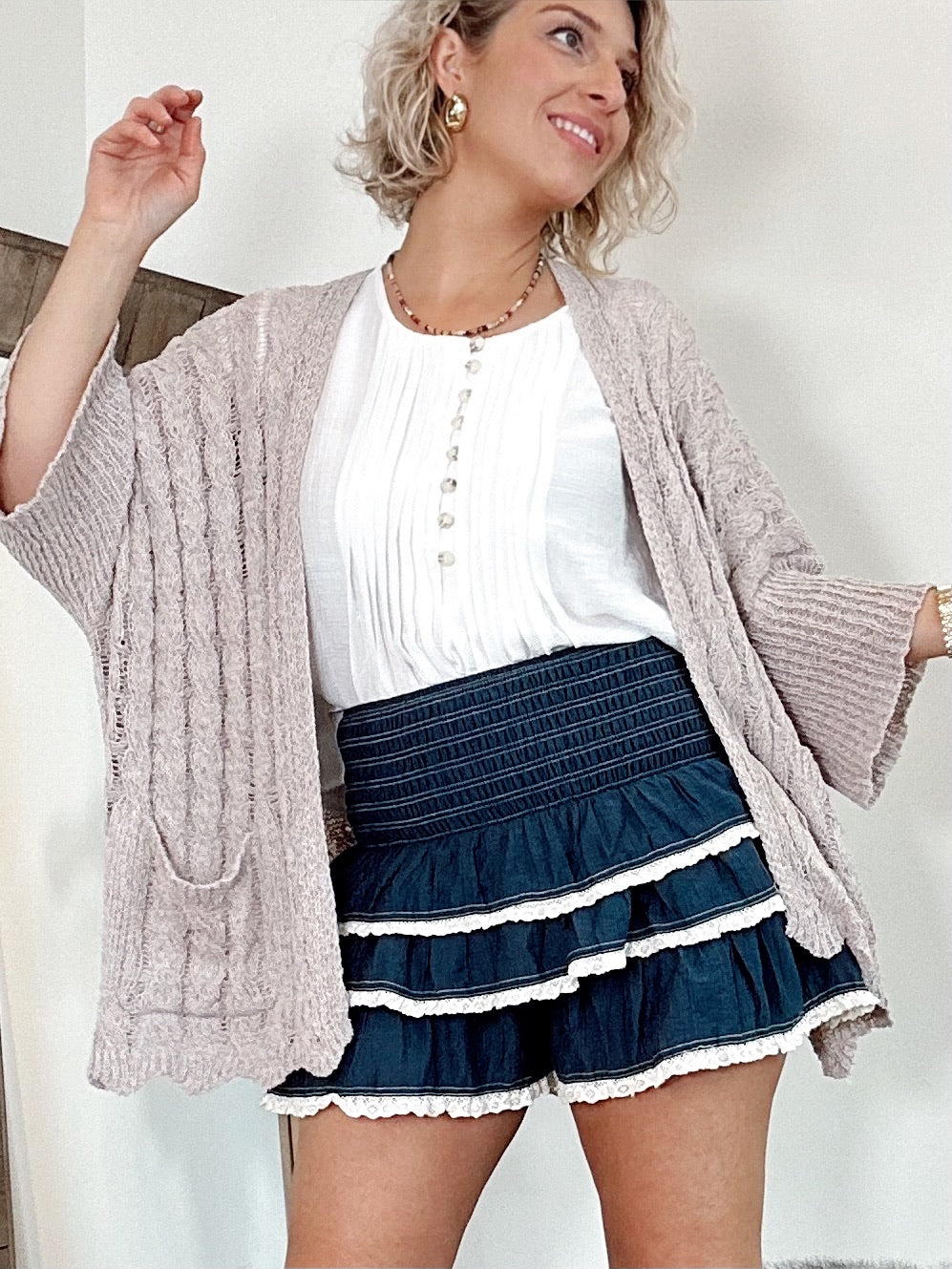 Mara Tiered Ruffle Skort Dark Navy